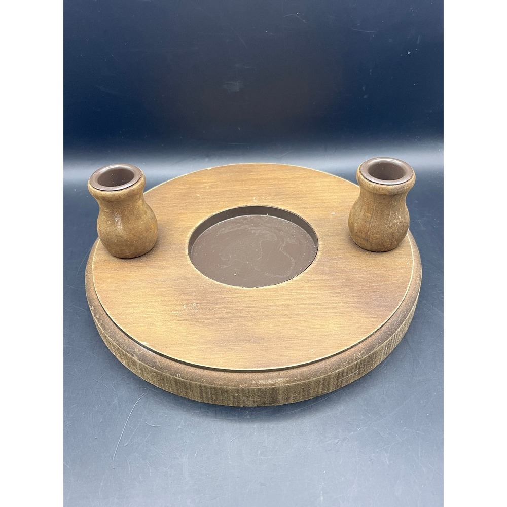 Studio His‎ & Hers Unity Candle Stand Wood Grain Finish 2 Candle Holder 9" Diam